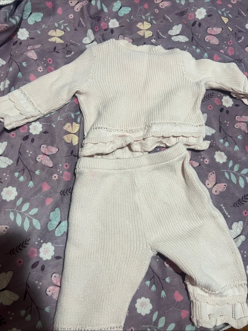 GAP Pink Knit Ruffle Baby Outfit